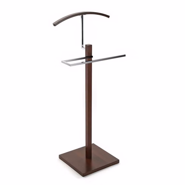 Galán de noche moderno VERSA de madera y metal color wenge, Al 112 x An 35 x P 35 cm