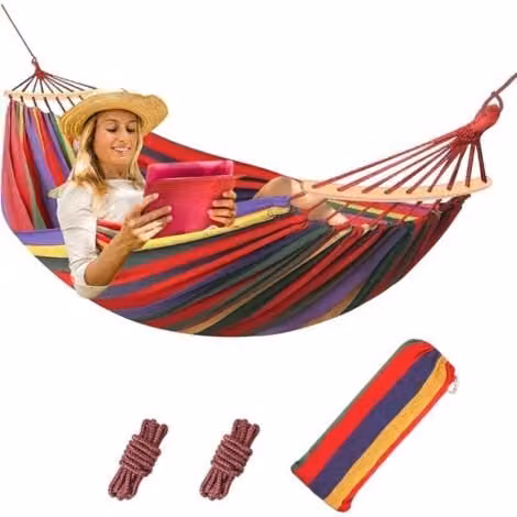 Hamaca Colgante ULISEM de Algodón Multicolor con Diseño Boho para Exterior, An/P: 210 x 150 cm