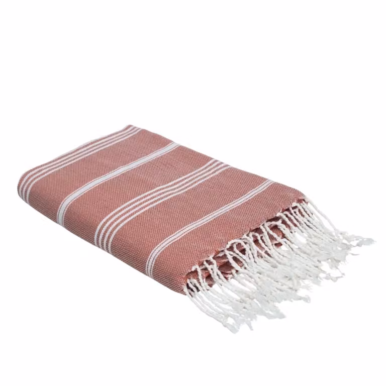 Pareo Fouta de Algodón Febronie en Rosa Arcilla, An/P: 100 x 200 cm