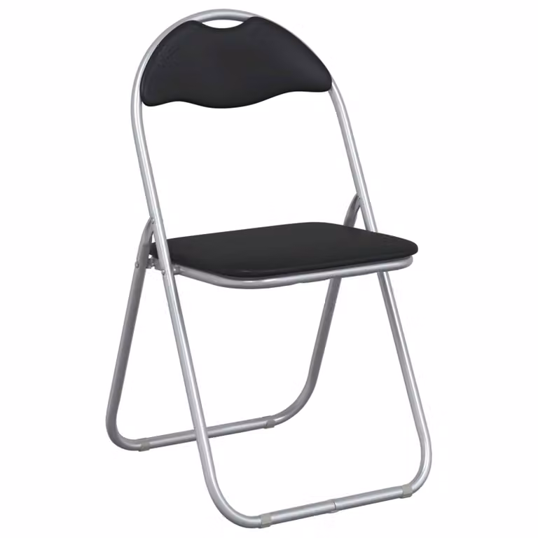 Set de 8 sillas plegables vidaXL en cuero sintético negro y gris para comedor o despacho