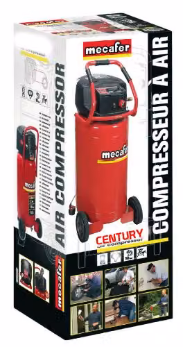 Compresor vertical sin aceite Mecafer Century de 100 l, 2,5 cv y 10 bar, azul y rojo