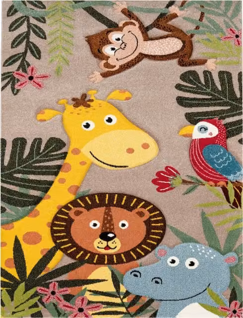 Alfombra infantil Diamora beige de fibras sintéticas con diseño de animal, An: 120 cm, Al: 170 cm