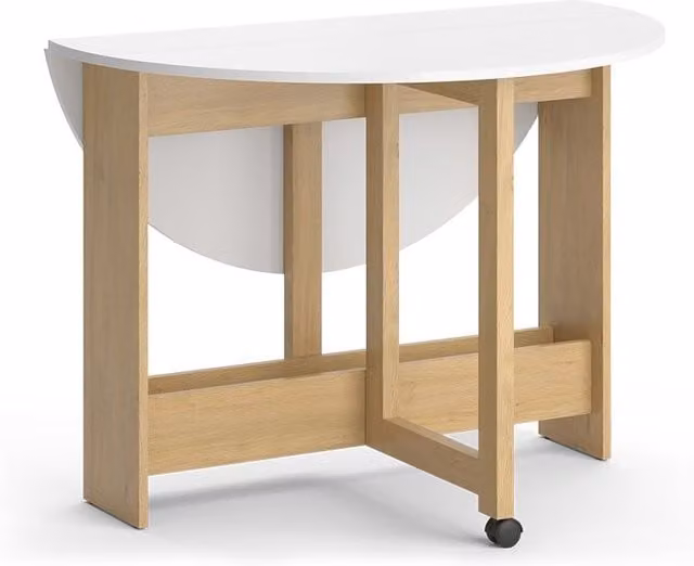 Mesa de comedor Vicco Rondo extensible y plegable en color roble y blanco
