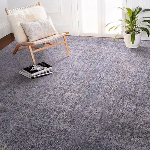 Alfombra de pelo corto VEVOR para salón y dormitorio, diseño moderno sin pelusa con base antideslizante y absorbente de sonido, An/P: 365,8 x 274,3 cm, Altura: 2 cm, color azul y gris