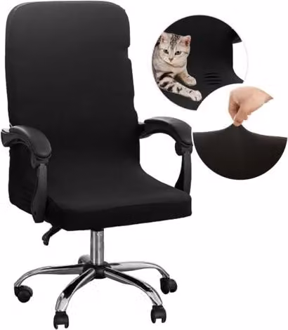 Funda elástica para silla de oficina XISRENS, lavable y resistente a las manchas, color negro, talla M