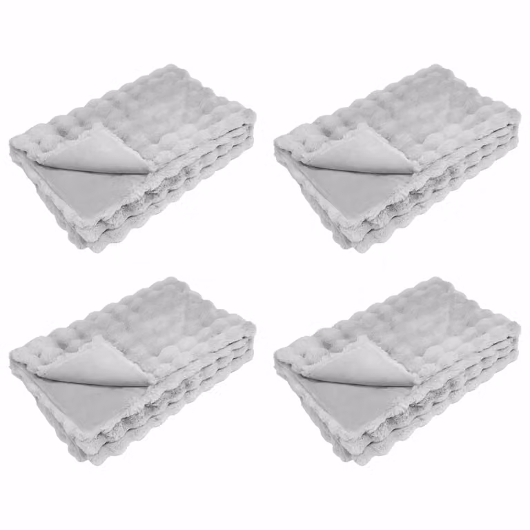 Pack de 4 mantas antideslizantes de pelo sintético Olite de vidaXL, color gris