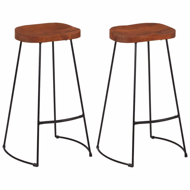 Set de 2 taburetes de bar Gavin Syfax de madera de mango y hierro en color marrón y multicolor, An/P/Al: 50 x 40 x 78 cm