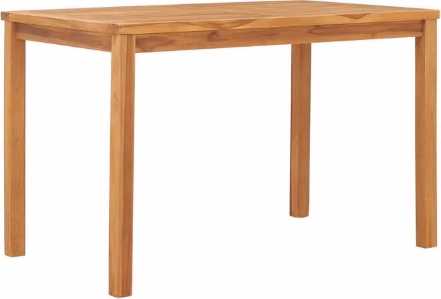 Mesa de comedor rectangular de teca maciza SYFAX en color marrón para jardín o cocina, An/P/Al: 120 x 70 x 77 cm