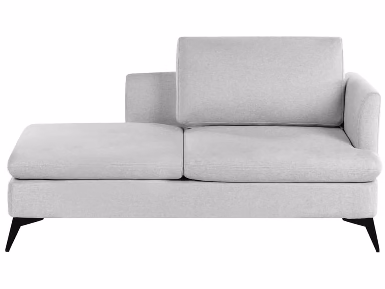 Sofá Chaise Longue Beliani en forma de L con tapicería de tela gris claro y estructura de metal para tu salón