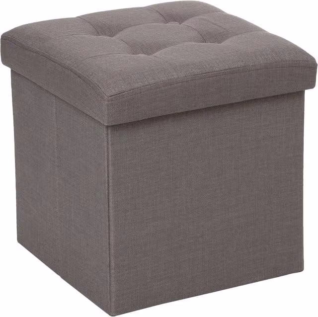 Puff Plegable Lysandre de Atmosphera en Color Gris y Tejido de Terciopelo
