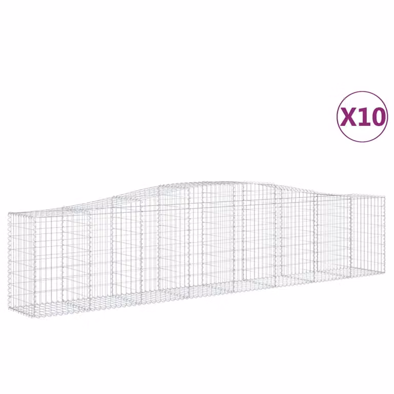 Set de 10 cestas de gaviones Syfax de hierro galvanizado con forma de arco, An/P/Al: 400 x 50 x 80/100 cm