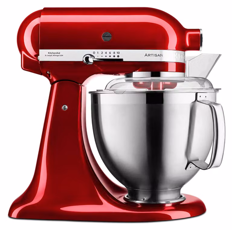 Batidora de pie KitchenAid Artisan 5KSM185PSECA en color rojo Liebesapfel con componentes de acero inoxidable