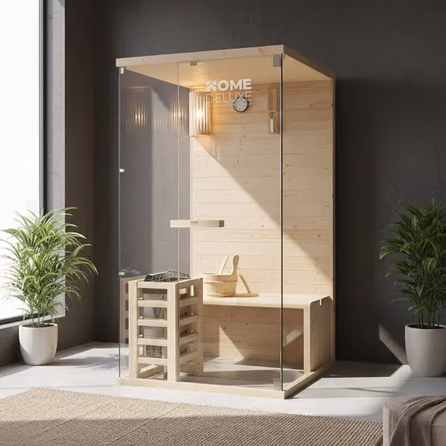 Sauna tradicional finlandesa Home Deluxe ARUNA S de madera en color beige, An: 100 cm, Al: 190 cm
