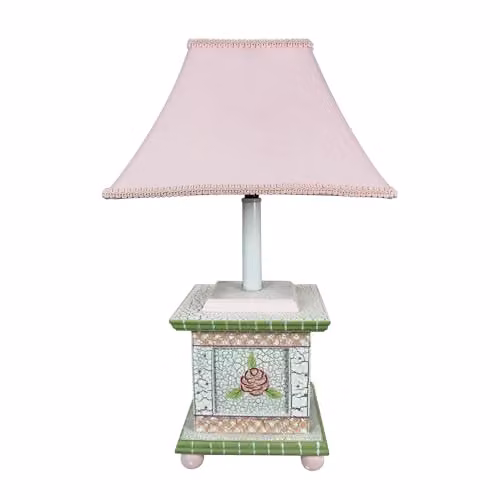 Lámpara de mesa infantil Crackled Rose de Fantasy Fields en color rosa con bombilla LED incluida