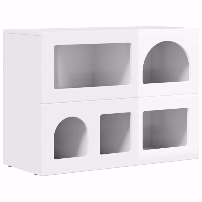 Aparador moderno vidaXL ELST en color blanco brillante de madera de ingeniería An/P/Al: 80.5 x 35 x 59 cm