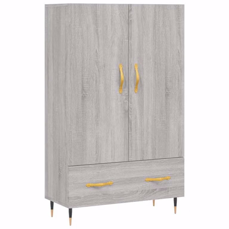 Aparador alto moderno vidaXL en color gris con puertas con bisagras y estantes internos, An/P/Al: 69,5 x 31 x 115 cm