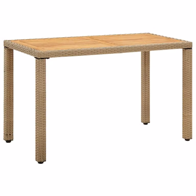 Mesa de jardín Syfax de ratán sintético y madera de acacia en color beige, An/P/Al: 123 x 60 x 74 cm