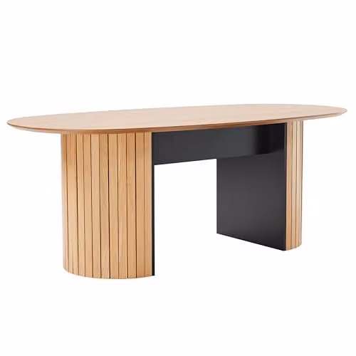 Mesa de comedor Oviala rectangular de madera en color marrón con acabado de roble mate, An/P/Al: 200 x 100 x 75 cm