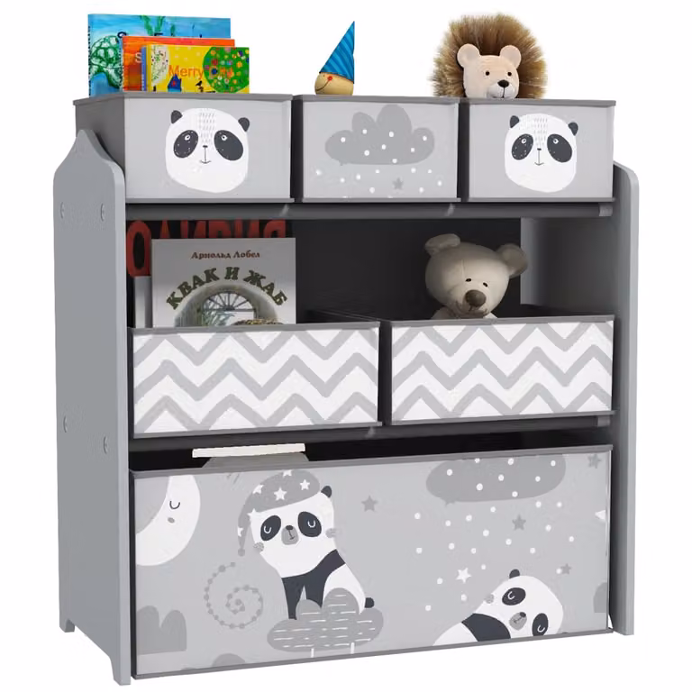 Estantería infantil Zonekiz con diseño floral en gris y blanco, An/P/Al: 63 x 30 x 66 cm