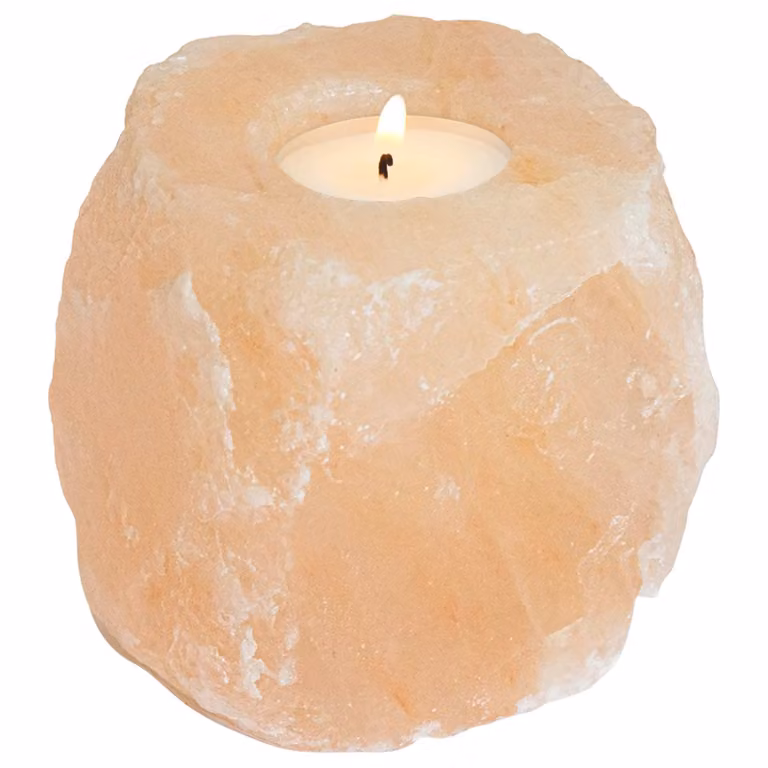 Set de 4 portavelas de piedra sal rosa de vidaXL para tealight