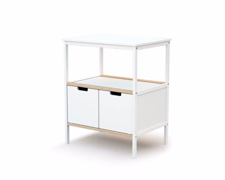 Cambiador de 2 puertas moderno en madera color blanco y haya