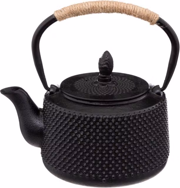 Tetera con infusor Secret de Gourmet en color negro, fabricada en hierro fundido y acero inoxidable