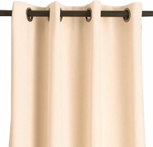 Cortina Moondream HM6902047 opaca con ollaos, térmica y acústica, de algodón y poliéster, color beige, An/P/Al: 145 x 260 cm