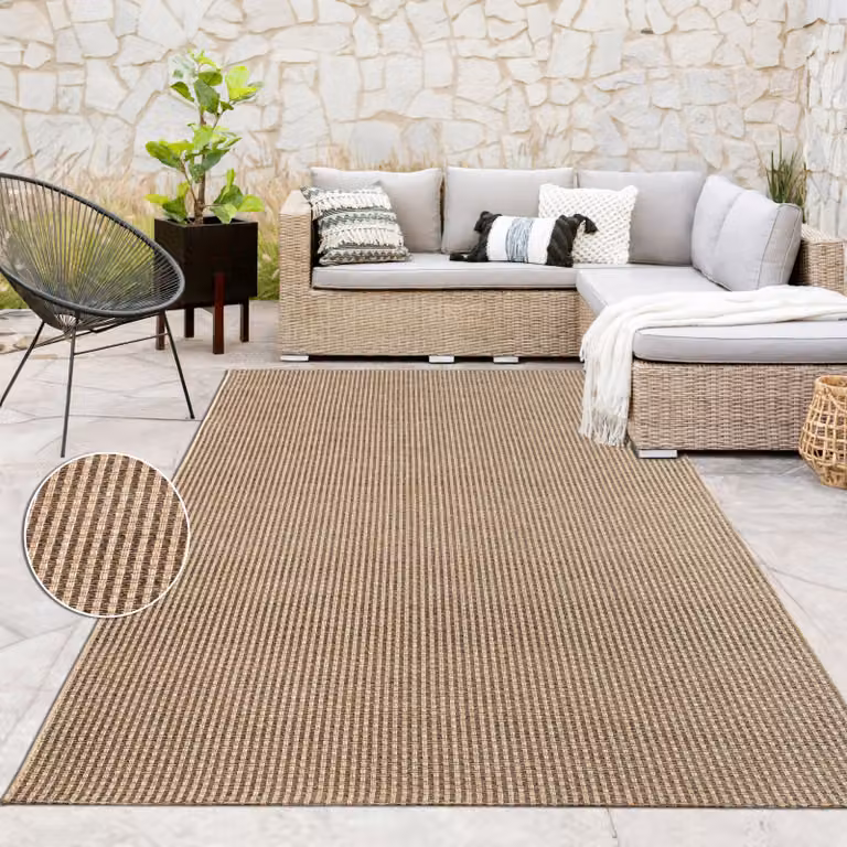Alfombra de Yute Paco Home para Interior y Exterior, Color Beige, An/P: 240 x 340 cm