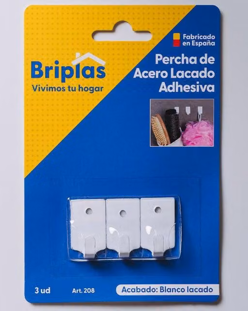 Pack de 3 ganchos mini adhesivos de metal FPLUS en color blanco para tu cocina