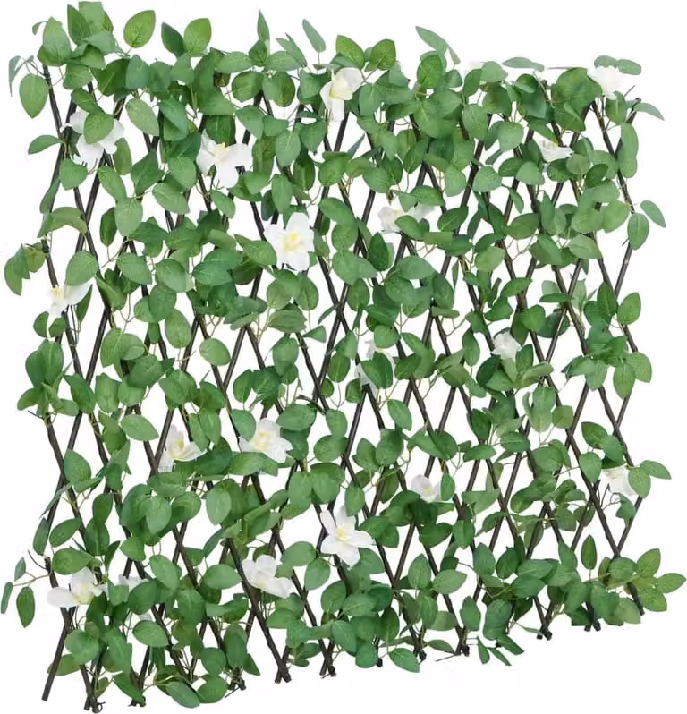 Valla de hiedra artificial Syfax de color verde, modelo enrejado expansible para montaje en pared, An/Al: 186 x 30 cm