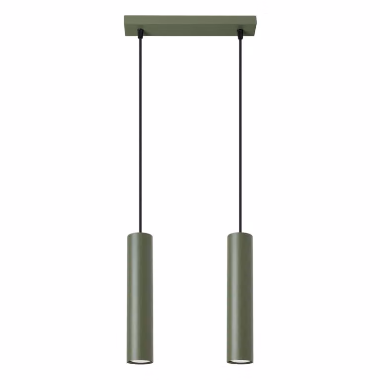 Lámpara de techo moderna Sollux Lighting en metal color verde con diseño cilíndrico, Altura: 30 cm