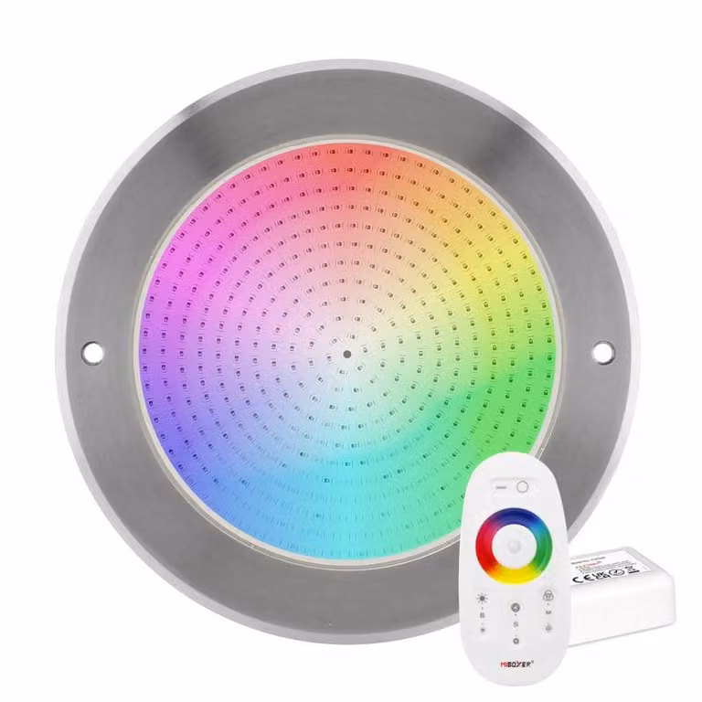 Kit de lámpara LED Slim KOOB para piscina RGB con mando, acero inoxidable 316, color plata y multicolor, IP68, 35W, ø230 mm