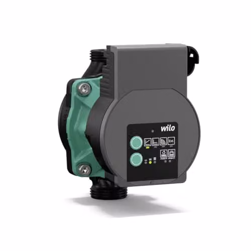 Circulador Wilo Varios PICO-STG 25/1-7-180 para instalaciones solares y geotérmicas, color gris, con rotor húmedo y pantalla de visualización