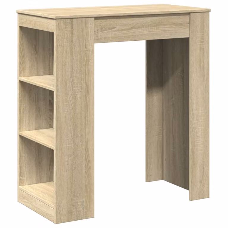 Mesa alta de bar con estantes vidaXL en madera roble sonoma, An/P/Al: 95 x 47 x 103,5 cm