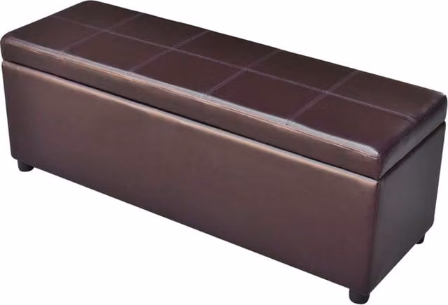 vidaXL Banco largo de madera y polipiel marrón de estilo moderno