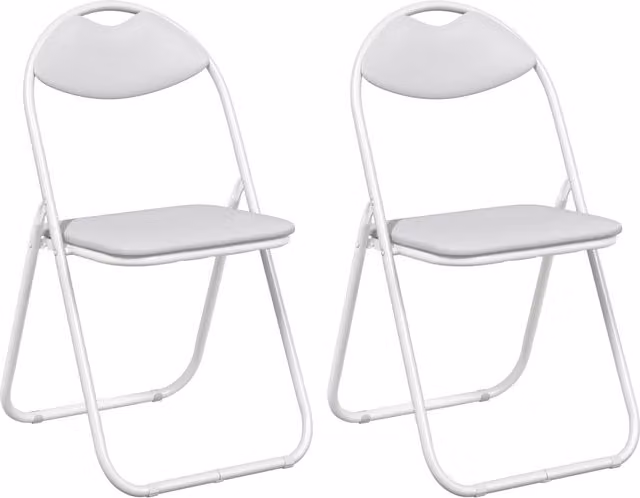 Set de 2 sillas plegables de cuero sintético blanco vidaXL An/P/Al: 48 x 43,5 x 81 cm