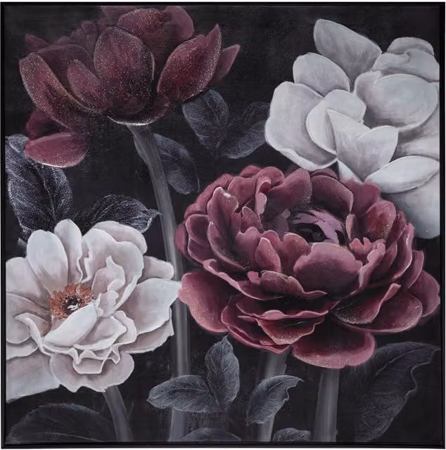 Lienzo pintado fleur de Atmosphera con marco de diseño floral multicolor, An/An: 58 x 58 cm