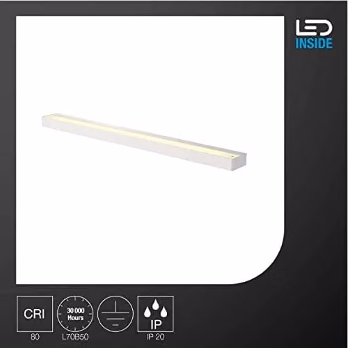 Luminaria de pared LED SLV SEDO 21 blanca con acabado en vidrio y aluminio, luz blanca cálida 3000K, 30W y 2500 lm