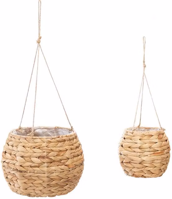 Lote de 2 macetas colgantes trenzadas Atmosphera Hya en color beige natural