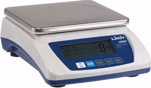 Báscula de sobremesa digital Limit para cocina en color blanco con acero inoxidable, capacidad de 1,2 kg y precisión de 0,1 g