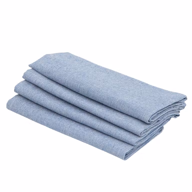 Set de 4 servilletas de algodón Febronie en azul con diseño de cuadros, An/An: 45 x 45 cm