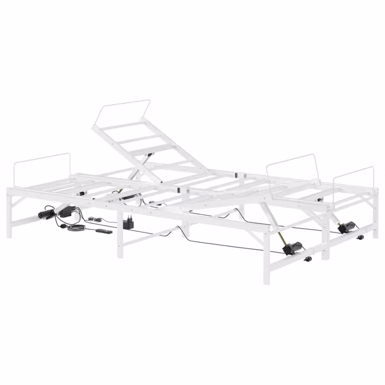 Estructura de cama eléctrica ajustable vidaXL en color blanco con marco de metal de 137 x 190 cm