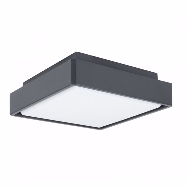 Luminaria de techo LED Mangel para exterior, diseño cuadrado moderno, 18W, color gris, protección IP65