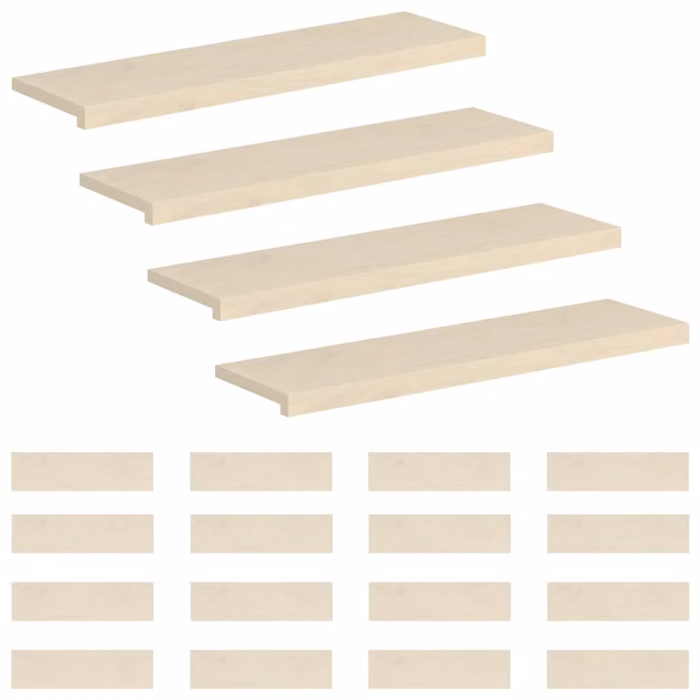Set de 20 peldaños autoadhesivos vidaXL en color blanco y madera de roble, An/P/Al: 90 x 30 x 2 cm