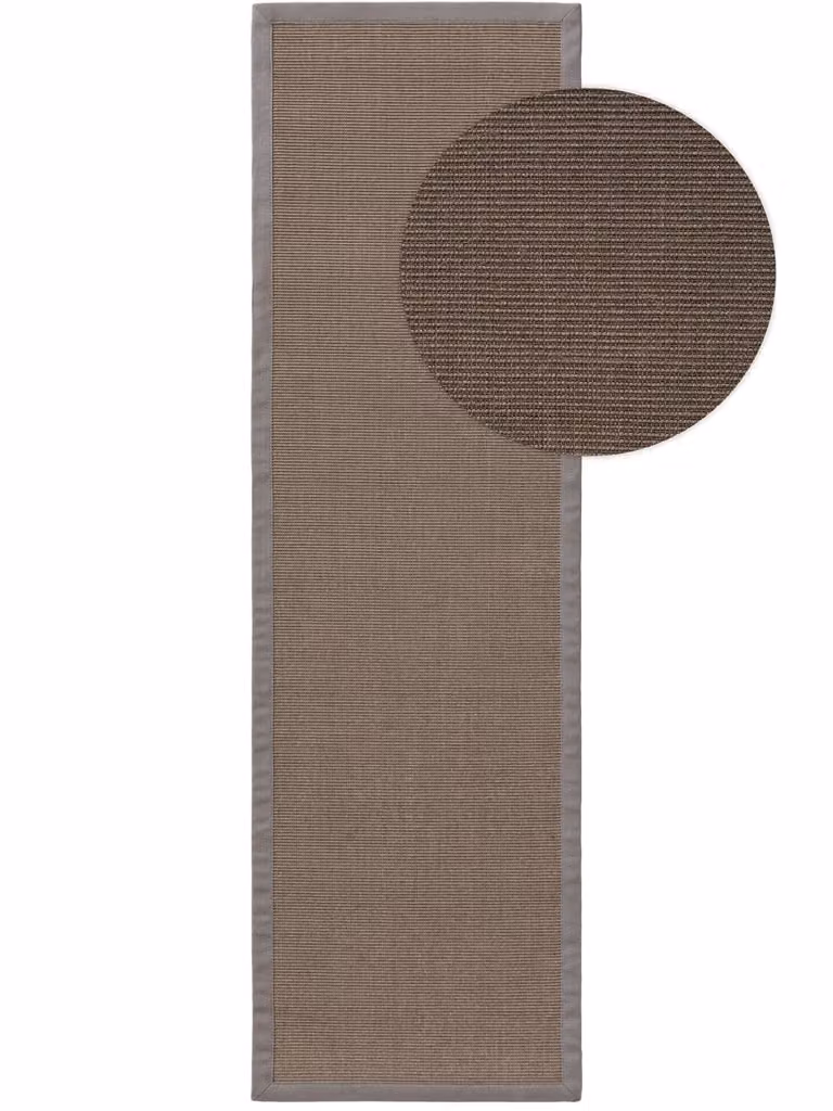 Alfombra de sisal y yute Benuta en color gris, diseño minimalista y rectangular, An/P/Al: 70 x 300 cm