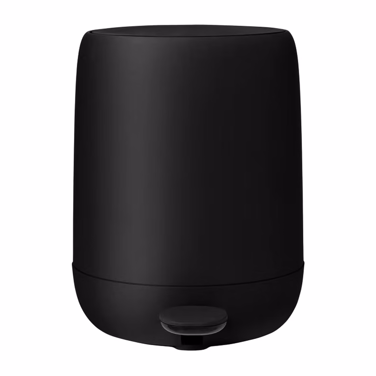 Cubo de basura con pedal Blomus Sono de 3 l en color negro con cierre suave y cubo interior extraíble, An/P/Al: 20 x 25 x 25 cm