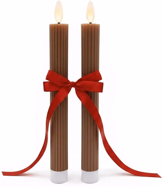 Set de 2 velas LED de cera real NORTHIX con efecto parpadeo y función temporizador en color blanco