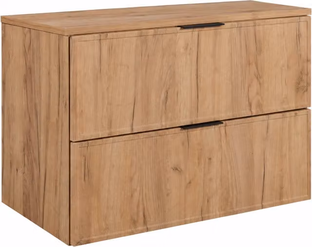 Mueble de baño suspendido 3XE LIVING con cajones y encimera en color roble craft, An/P/Al: 80 x 46 x 58,6 cm