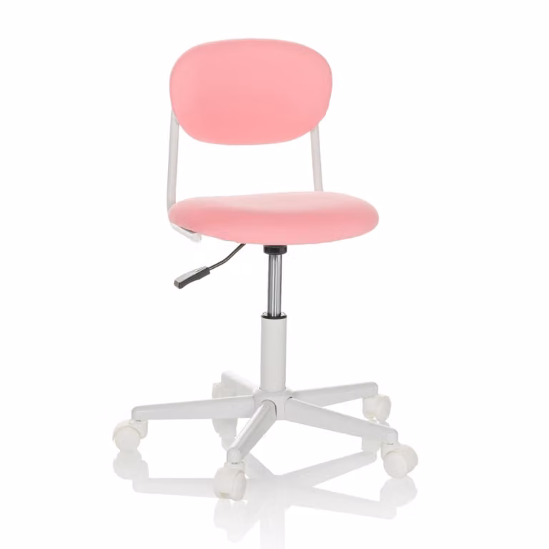 Silla giratoria infantil hjh OFFICE en tela rosa con ruedas para habitación infantil