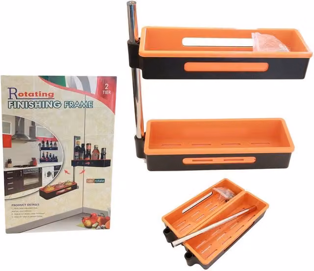 Estante de pared colgante Trade Shop Traesio con estantes giratorios de 180 grados para especias y salsas, diseño moderno con estantes ajustables, disponible en blanco o naranja